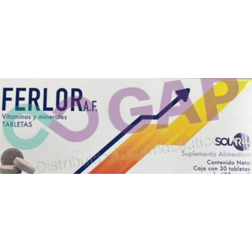 FERLOR A.F. 30 TABLETAS 600 MG VITAMINAS Y MINERALES