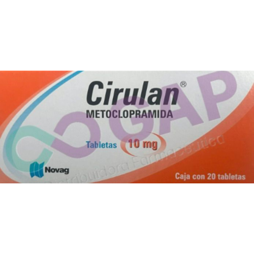 GE METOCLOPRAMIDA CIRULAN 10 MG 20 TABLETAS