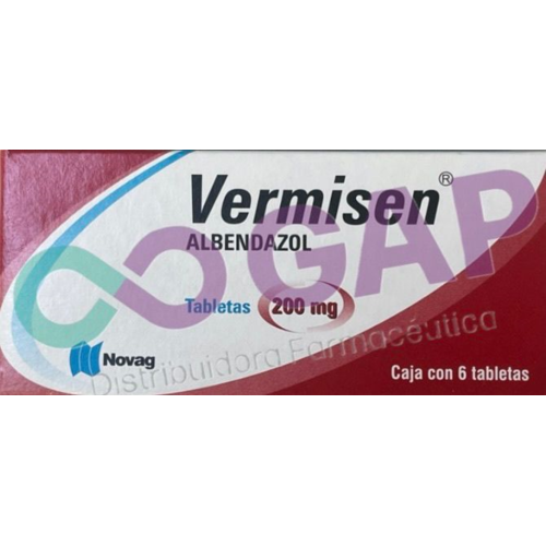 GE ALBENDAZOL VERMISEN 200 MG 6 TABLETAS