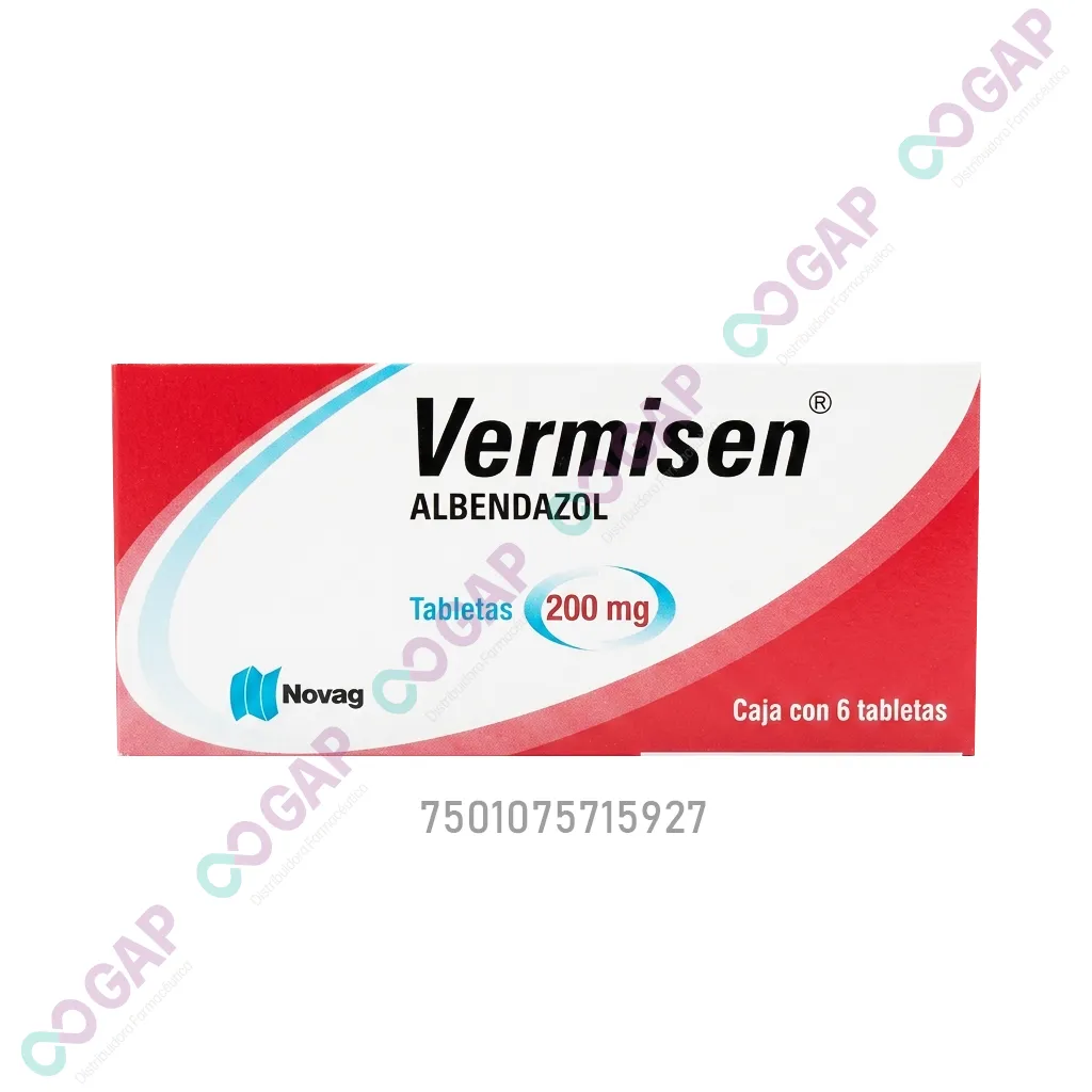 GE ALBENDAZOL VERMISEN 200 MG 6 TABLETAS