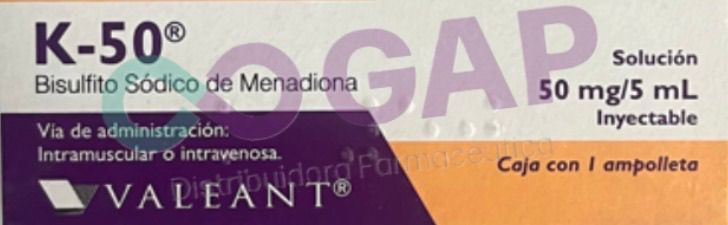 K-50 SOLUCION INYECTABLE 50MG/5ML 1 AMPOLLETA