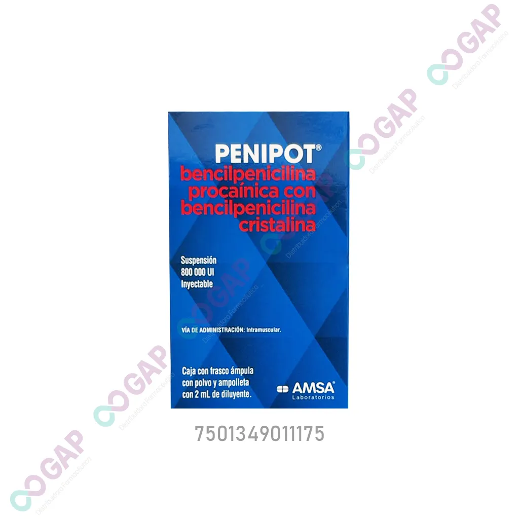 GE BENCIL PROCAINA/BENCIL CRISTALINA PENIPOT SOL INY 800,000UI FCO 2ML