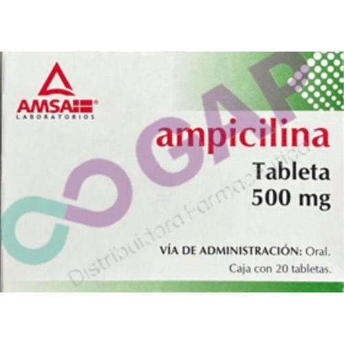 GE AMPICILINA AMSA 500 MG 20 TABLETAS