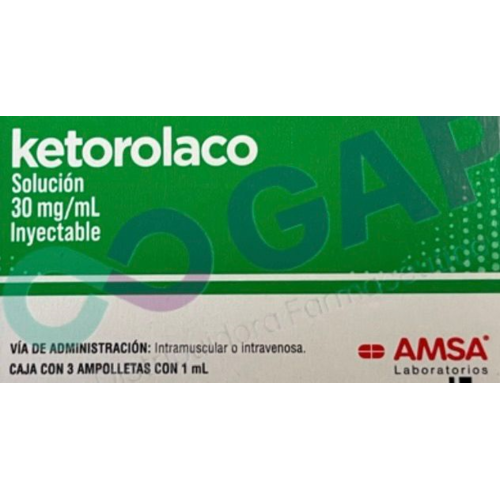 GE KETOROLACO SOL INY 30 MG 3 AMP AMSA