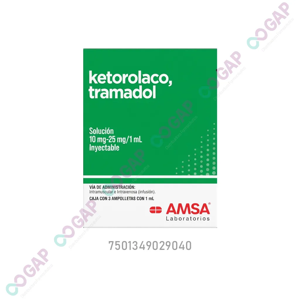GE KETOROLACO/TRAMADOL AMSA INY 10/25 MG 3 AMP 1 ML
