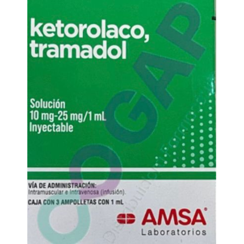 GE KETOROLACO/TRAMADOL AMSA INY 10/25 MG 3 AMP 1 ML