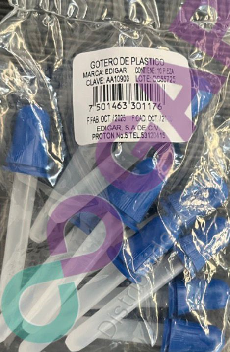 GOTERO C/PIPETA DE PLASTICO EDIGAR BOLSA C/10 PZS