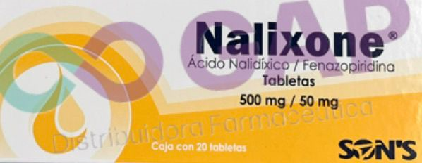 GE ACIDO NALIDIXICO/FENAZOPI NALIXONE 500/50MG 20 TABLETAS