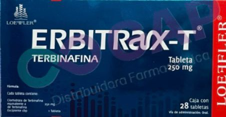 GE TERBINAFINA ERBITRAX-T 250 MG 28 TABLETAS