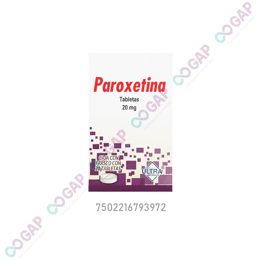 GE PAROXETINA 20 MG 20 TABLETAS