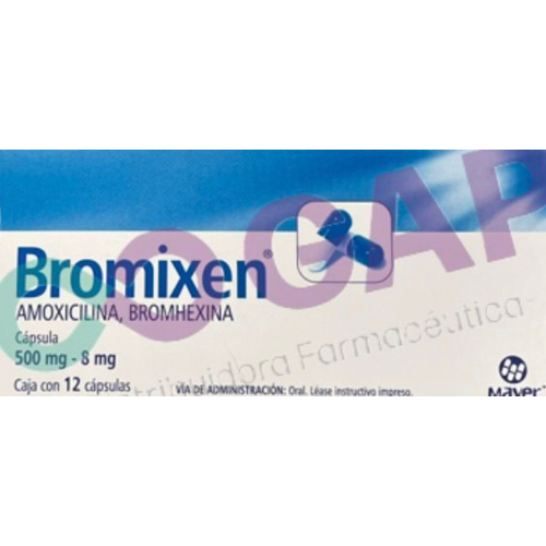 GE AMOXICILINA/BROMHEXINA BROMIXEN 500/8MG 12 CAPSULAS