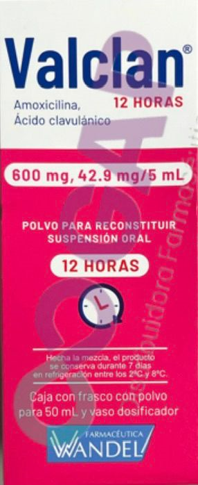 GE AMOXICILINA/AC CLAVULANICO VALCLAN 600/42.9ML/5ML SUSP FCO 50 ML
