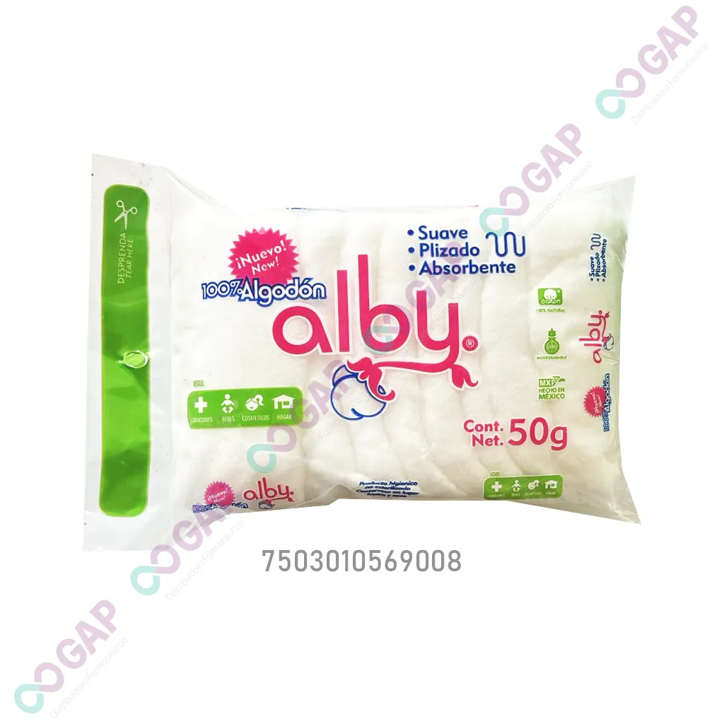ALGODON ABSORBENTE PLISADO ALBY 50 G