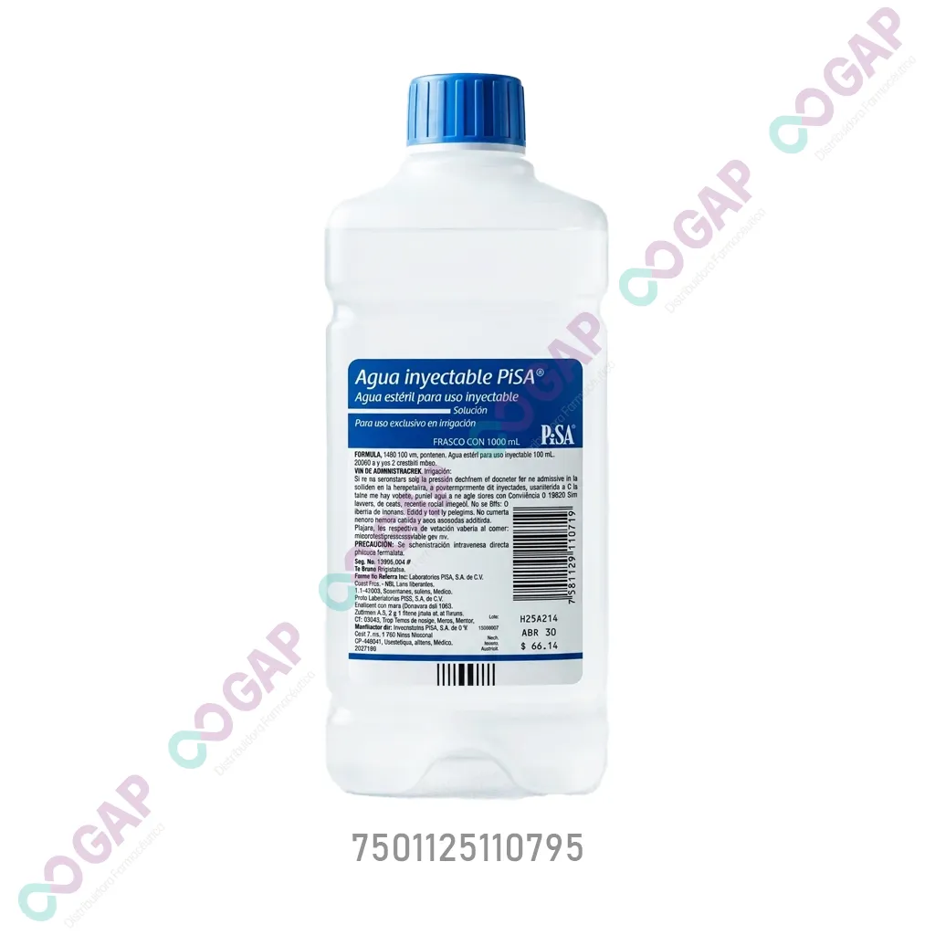 AGUA INYECTABLE PISA ESTERIL SOL FCO 1000 ML