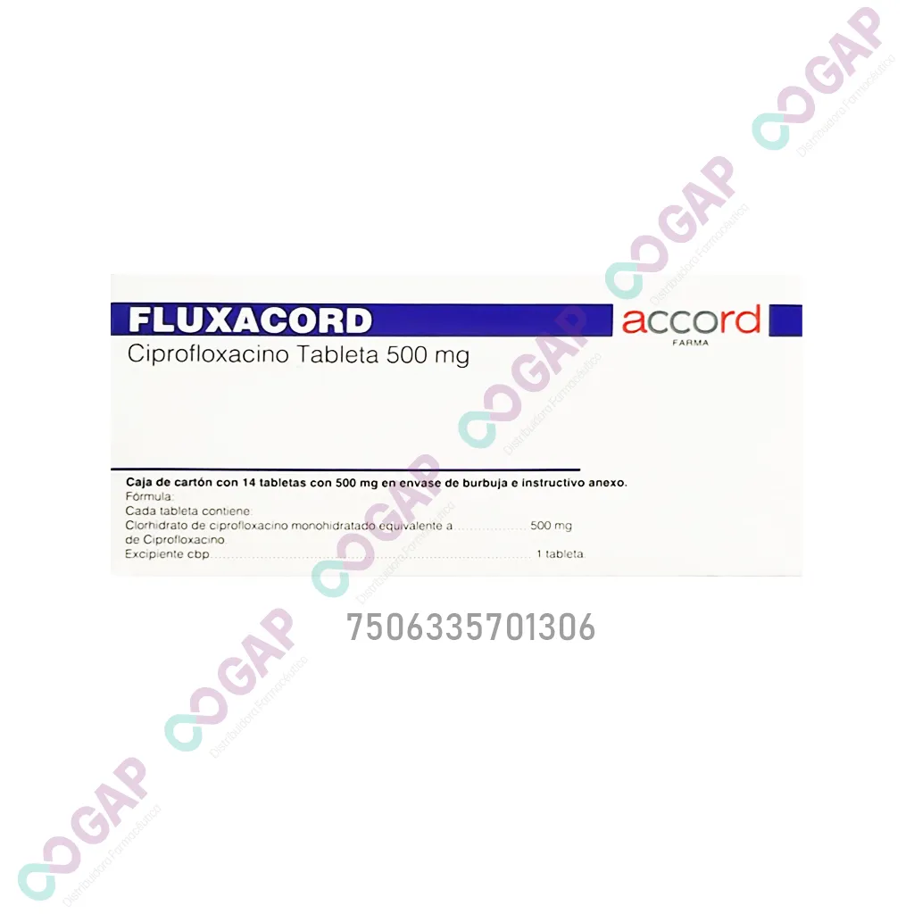 GE CIPROFLOXACINO FLUXACORD 500 MG 14 TABLETAS