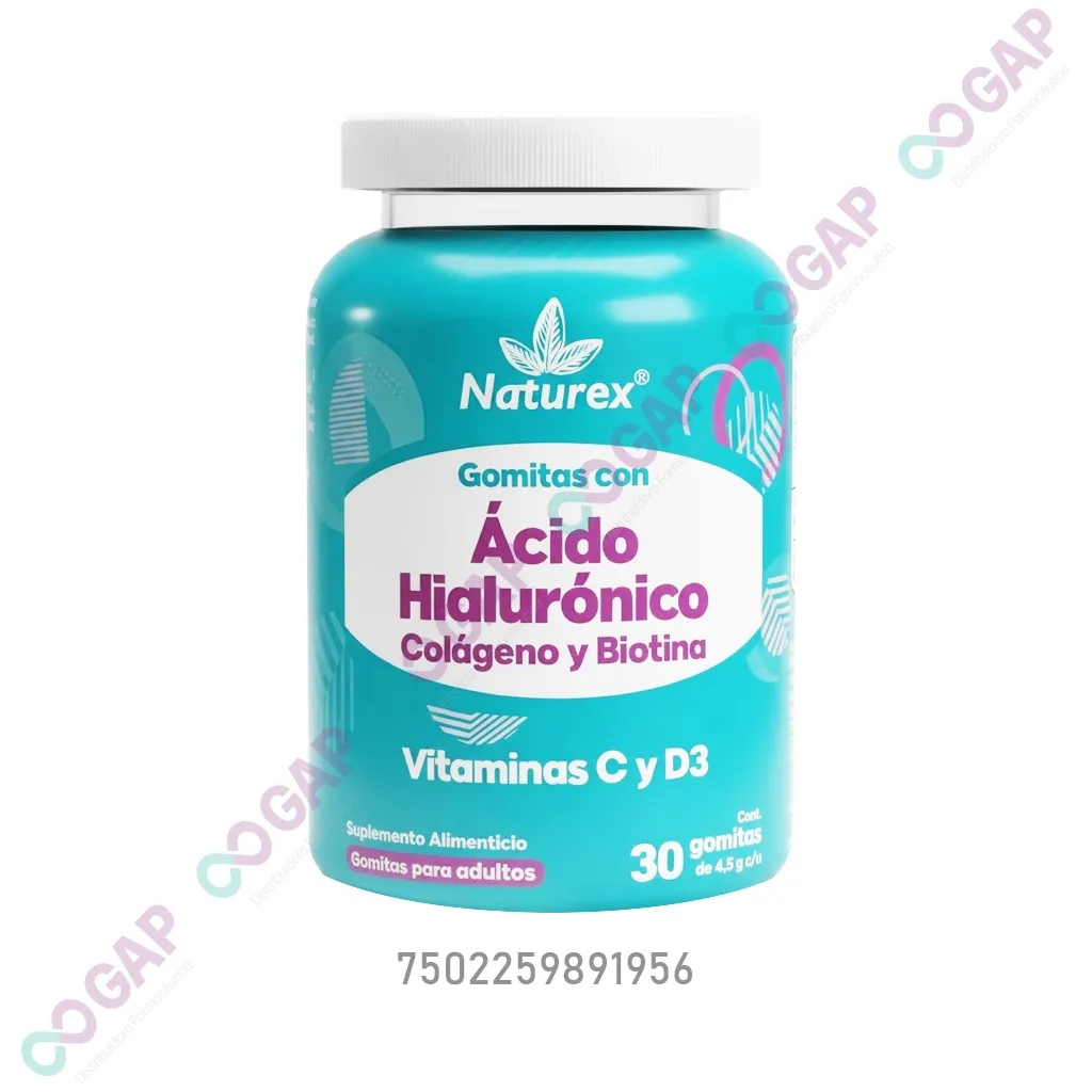 ACIDO HIALURONICO/COLAGENO/BIOTINA/VIT C/D3 4.5G C/30 GOMITAS NATUREX