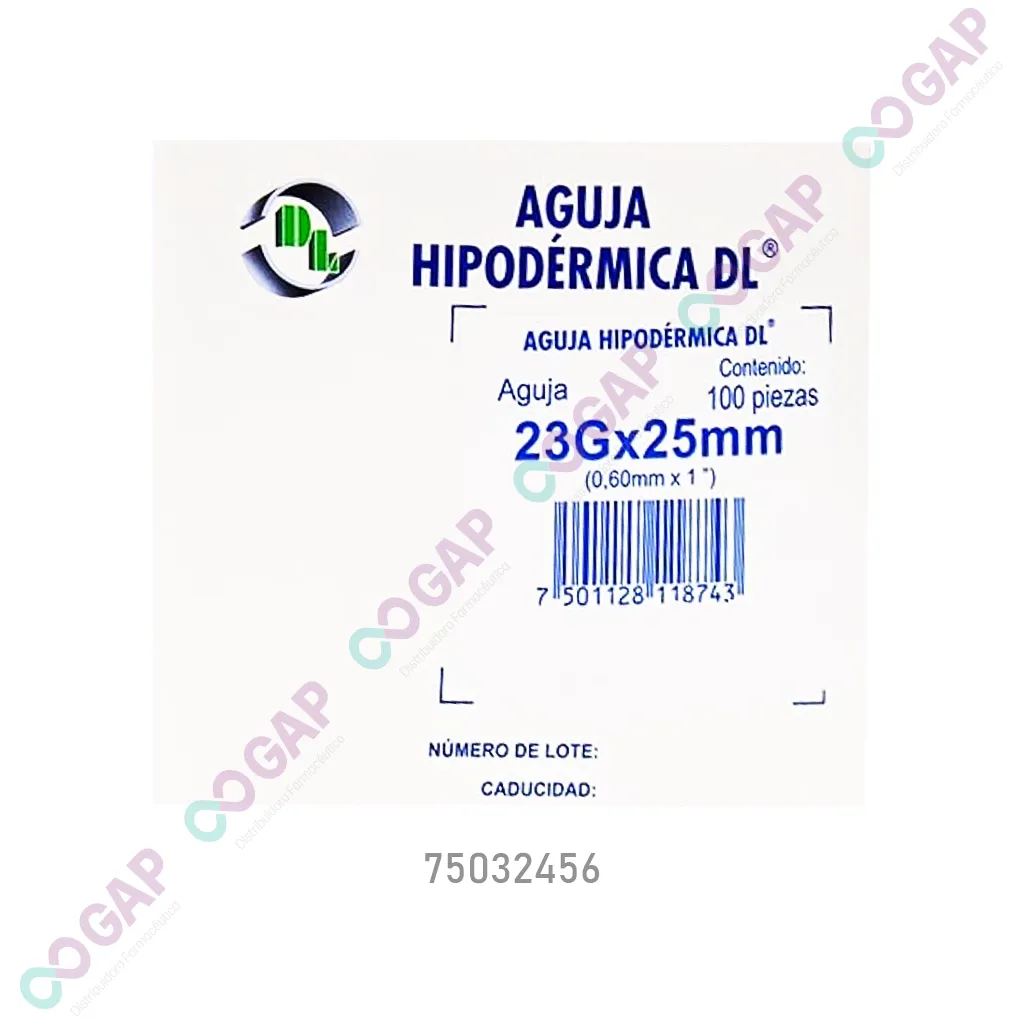 AGUJA HIPODERMICA DL 23GX25MM CAJA C/100 PZAS