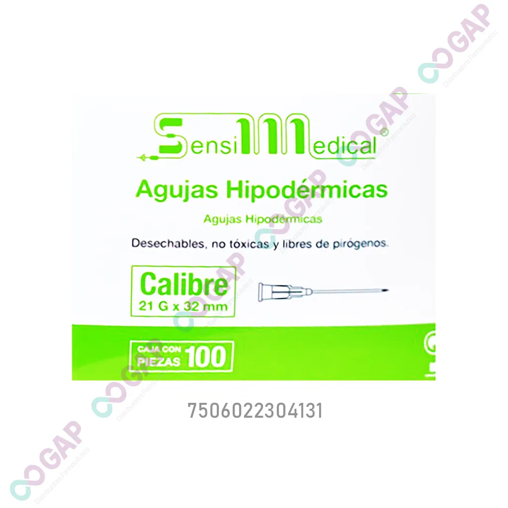 AGUJA HIPODERMICA 21GX32MM C/100