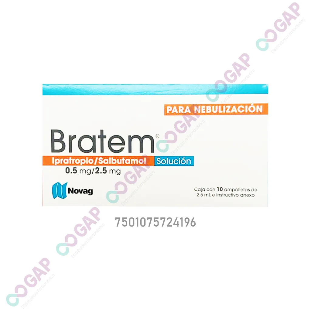 GE BROMURO DE IPRATROPIO/SALBUTAMOL 0.5MG/2.5MG SOL P/NEBULUZAR C/ 10 AMP BRATEM