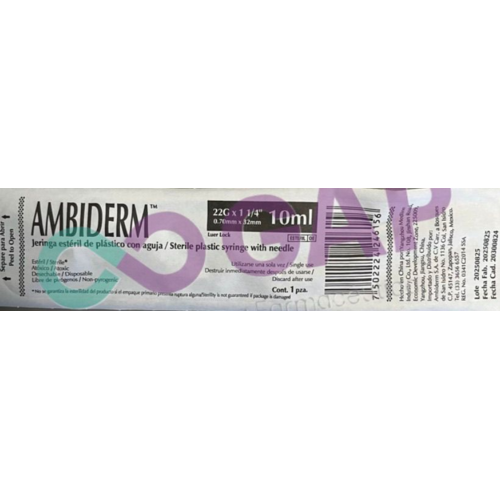 JERINGA AMBIDERM 10 ML C/AGUJA 22GX32MM 1 PZA