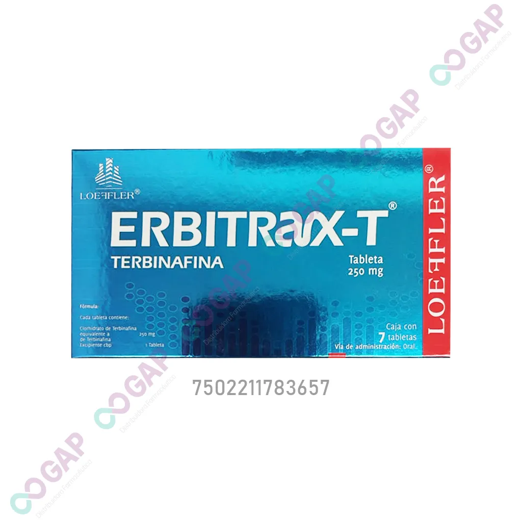 GE TERBINAFINA ERBITRAX-T 250 MG 7 TABLETAS